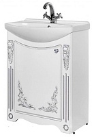 Водолей Тумба под раковину Кармен 65 L, белая/серебро