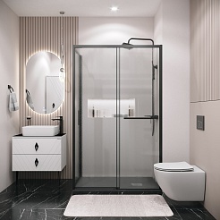 Grossman Боковая стенка Style 70x195 профиль черный матовый стекло шиншилла – фотография-5