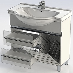 Aquanet Тумба с раковиной "Доминика 80" черная с б/к – фотография-6