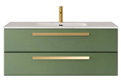 Cezares Тумба с раковиной Eco Cer-N 120 фисташковый софт CZR-8095-120 ручки сатиновое золото – фотография-1