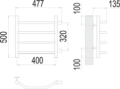Terminus Полотенцесушитель водяной Виктория П4 400x500 БП320 хром – фотография-3