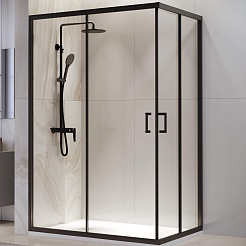 RGW Душевой уголок Passage PA-246B 100x90 профиль черный стекло прозрачное – фотография-1