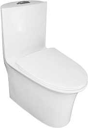 Azario Унитаз-моноблок Luna AZ-1037 безободковый с бачком с сиденьем микролифт белый – фотография-1