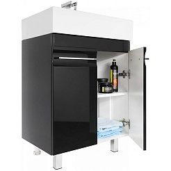 Водолей Мебель для ванной Мальта 70 с дверками черная – фотография-9