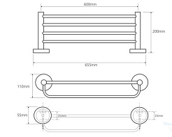 Bemeta Полка для полотенца с перекладиной Omega 104105072 – фотография-2