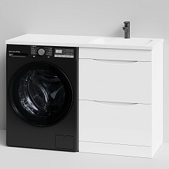 Водолей Мебель для ванной под стиральную машину Смайл 120 R белая – фотография-4