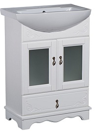 Bas Мебель для ванной Варна 65 белый, вставки стекло, ящик, зеркало – фотография-3