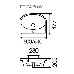 Cersanit Раковина "ERICA 61" S-UM-ERI61/1 – фотография-2