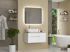 Misty Тумба с раковиной Роял 80 подвесная белая матовая – фотография-11