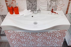 Sanflor Тумба с раковиной Санфлор 100 белая/патина красная – фотография-3