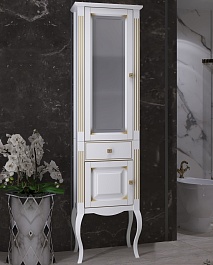 Opadiris Шкаф-пенал для ванной Лаура 45 L белый с бежевой патиной – фотография-1