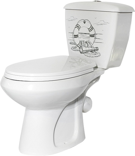 Оскольская керамика Унитаз-компакт Элисса Стандарт с декором Спасательный круг – фото-1