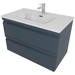 Aquatek Тумба с раковиной Вега 80 подвесная матовая серая – фотография-1