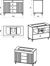 Brevita Тумба с раковиной Enfida 100 черная – фотография-8