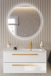 BelBagno Мебель для ванной Eco Cer-N 100 R bianco lucido ручки сатиновое золото – фотография-1