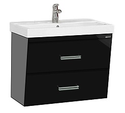 Misty Тумба для умывальника Джулия 75 QVATRO конус черная – фотография-1