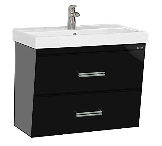 Misty Тумба для умывальника Джулия 75 QVATRO конус черная – фото, картинка, фотография-1