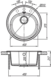 Florentina Мойка гранитная Лотос 510 круглая антрацит – фотография-2