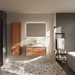 Зов Тумба с раковиной Валенсия 100 подвесная бежево-розовая/белая – фотография-7