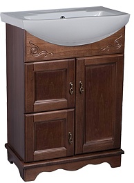 Bas Тумба с раковиной Варна 65 орех, глухие дверцы – фотография-1