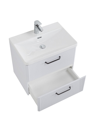 BelBagno Тумба с раковиной Due 60 подвесная Белый металлик ручки Матовый тёмный никель – фотография-14