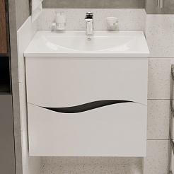 Mixline Тумба с раковиной Лайф 60 подвесная белая – фотография-3