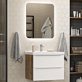 Misty Мебель для ванной Карат 65 подвесная белая/дуб галифакс олово