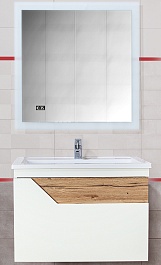 Бриклаер Мебель для ванной Брайтон 70 (Mario) белая матовая/дуб кера – фотография-1