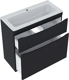 Vivon Тумба с раковиной Ostin 80 напольная черная матовая – фотография-8