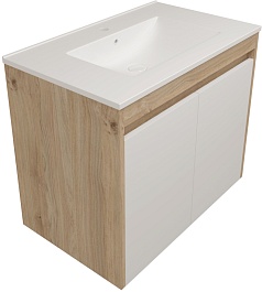 Teymi Тумба с раковиной Netta 75 подвесная дуб/белый – фотография-1