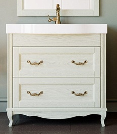 ValenHouse Тумба под раковину Лиора 90 слоновая кость, фурнитура бронза – фотография-1