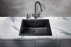 Milacio Мойка кухонная Leon 55 Cuarzo черная матовая – фотография-5