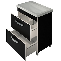 Какса-а Мебель для ванной Хилтон 70 напольная, черная – фотография-5