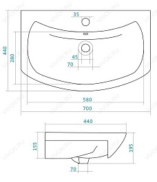 Onika Тумба с раковиной Балтика 70.10 – фотография-4