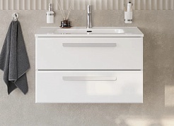 Cezares Тумба с раковиной Eco Cer-N 80 bianco opaco CZR-8095-80 ручки сатин – фотография-1