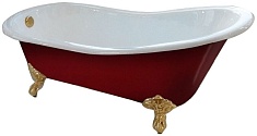 Фэма Чугунная ванна "Gracia Red", ножки золото, красный глянец