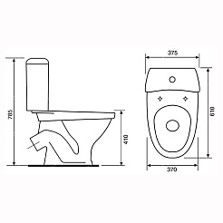 Керамин Унитаз-компакт Вита с мягким сиденьем, двойной спуск – фотография-2