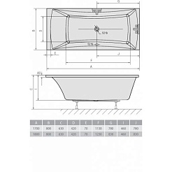 Alpen Акриловая ванна Alia 170x80 – фотография-2
