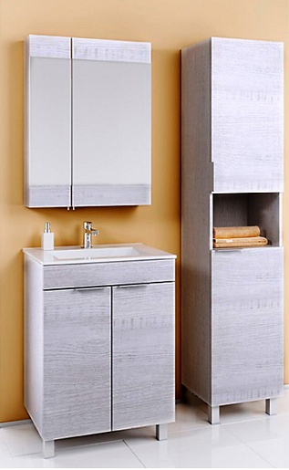 Aqwella Зеркальный шкаф Бриг 60 дуб седой – картинка-3