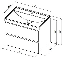 Aquanet Тумба под раковину Вега 70 подвесная белая глянцевая – фотография-9