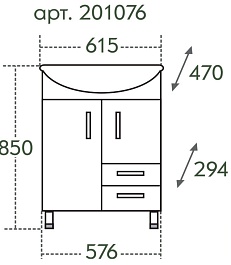 СанТа Мебель для ванной Сити Волна 60 L с ящиками – фотография-12