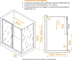 RGW Душевой уголок Passage PA-74B (PA-14B + Z-050-2B) 180x110 профиль черный стекло прозрачное – фотография-3