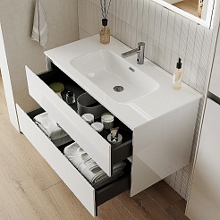 Sancos Тумба с раковиной Cento 120 белый глянец раковина Element 121 CN7006 – фотография-2