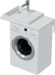 СанТа Тумба с раковиной под стиральную машину Марс 80 L белая/янтарное дерево – фотография-7