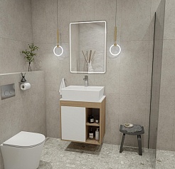 Teymi Тумба с раковиной Nura 60 дуб эврика/белый матовый T60527 раковина T50005 – фотография-2