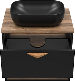 Brevita Тумба с раковиной Bergen 60 подвесная дуб галифакс олово/черная – фотография-6