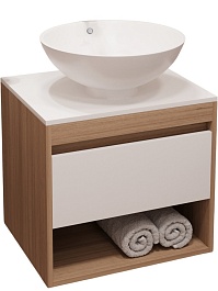 Teymi Тумба с раковиной Ritta 75 дуб эврика/белый матовый T60521 раковина T50103 – фотография-1
