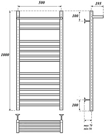 Point Полотенцесушитель электрический Аврора премиум П14 500x1000 PN10150SPE с полкой хром – фотография-4