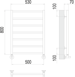 Terminus Полотенцесушитель водяной Контур П7 500x800 хром – фотография-3