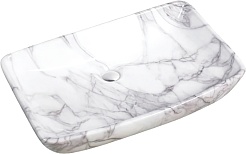 SantiLine Раковина накладная 70 SL-7027 белая под мрамор – фотография-1